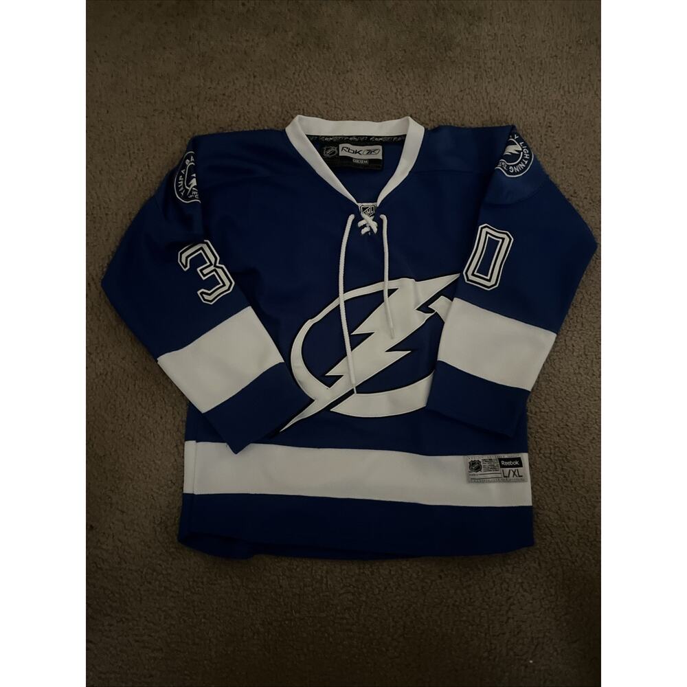 Tampa Bay Lightning Ben Bishop NHL Stitched jersey #30 Reebok Youth Large